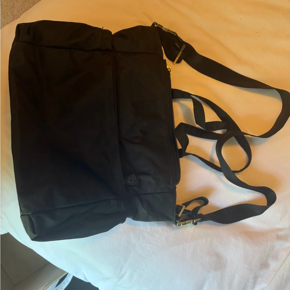 Tory Burch Black Nylon Diaper Bag with Gold Logo